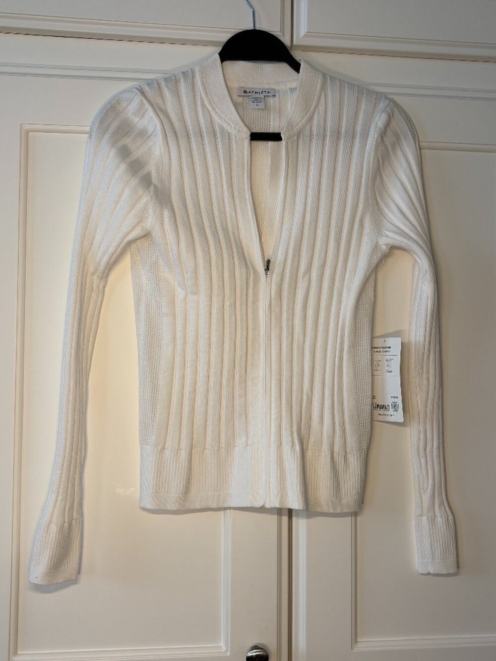 White Zip Up Ribbed Sweater "Fairway Sweater"